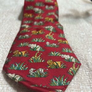 Salvatore Ferragamo Red Safari Print Men's Tie